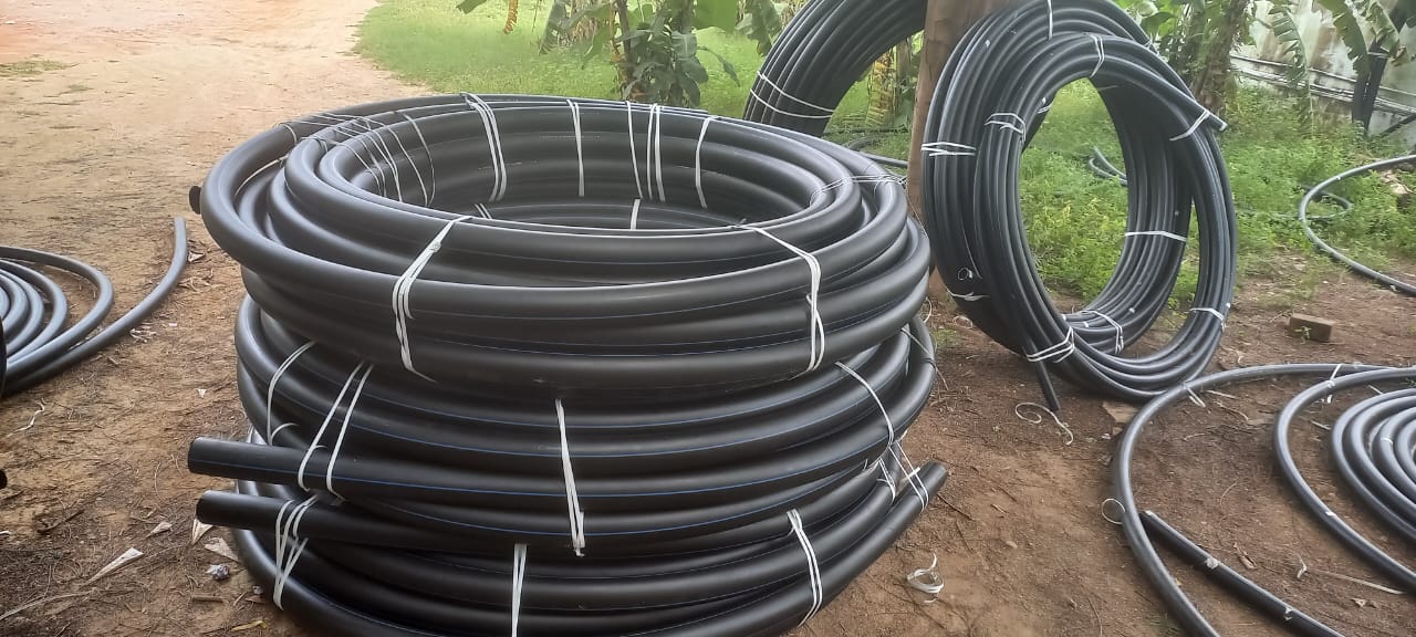 HDPE irrigation pipes field